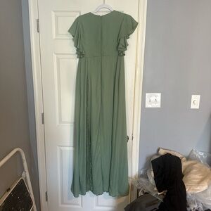 ASOS Maternity Green Maxi Dress with Ruffle Detail